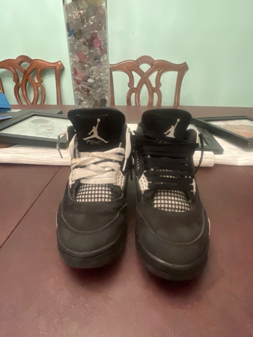 Jordan Black and White Retro 4 Men’s Sneakers